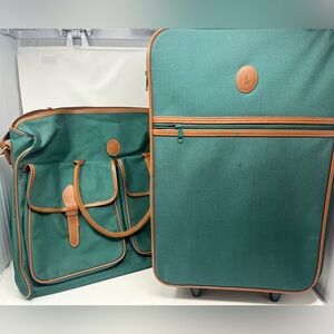 POLO RALPH LAUREN Set Of 2 Travel Duffel Bag Carry-on & Suitcase Canvas VTG